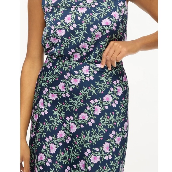 J.Crew Factory Printed Bias Slip Skirt & Top Set Antique Navy Vintage Floral - Picture 3 of 12